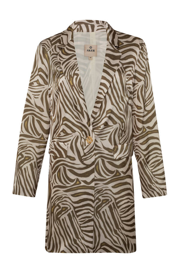 Yeşil Zebra Desen Saten Ceket - 1