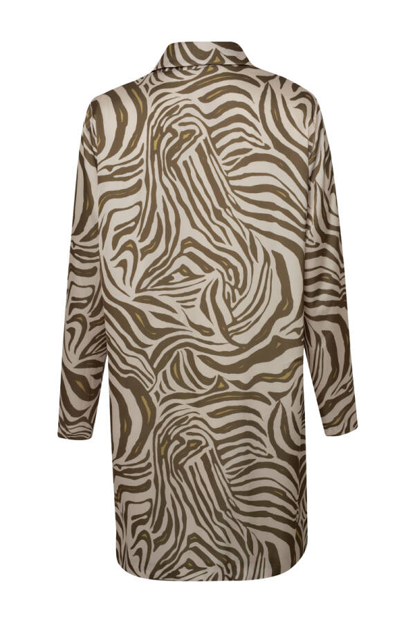 Yeşil Zebra Desen Saten Ceket - 2