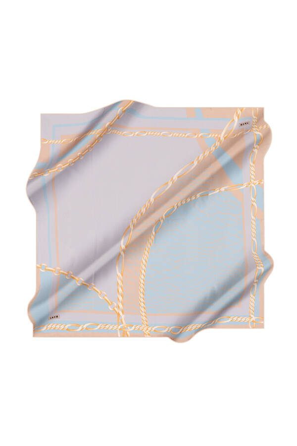 Zincir Desenli Aker İpek Krep Saten Eşarp - 1