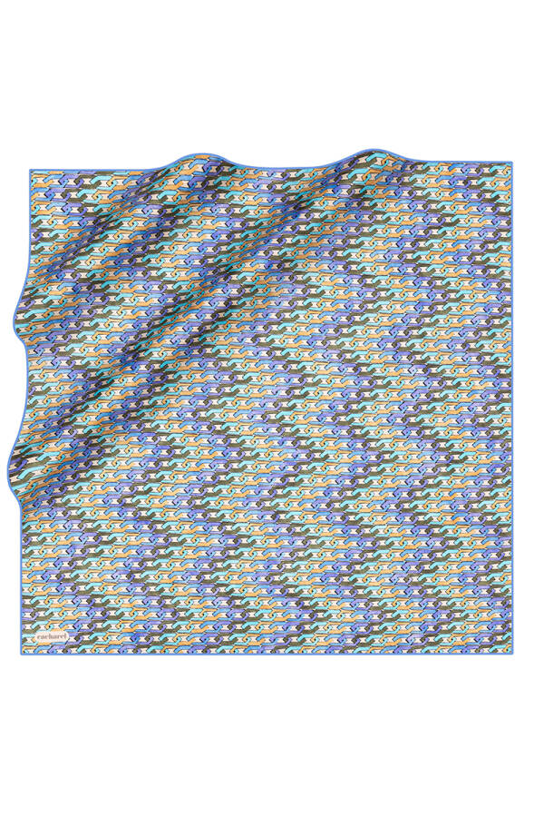 Zincir Desenli İpek Twill Eşarp - 1