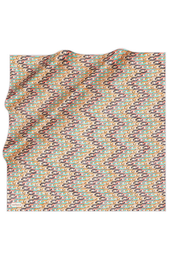 Zincir Desenli İpek Twill Eşarp - 1