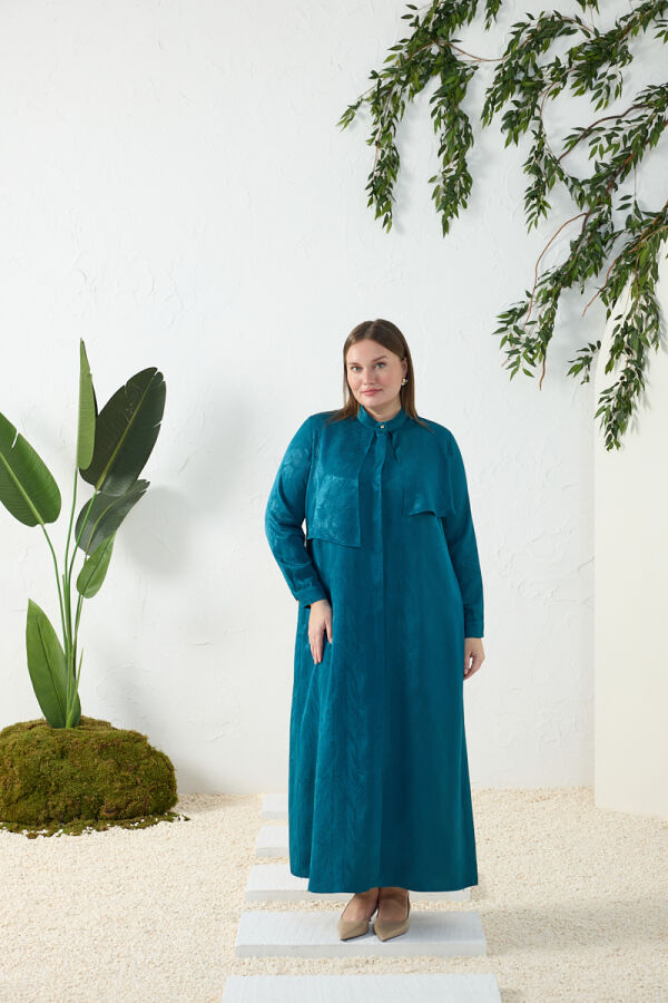 Zümrüt Asimetrik Rüzgarlı Ferace - 1