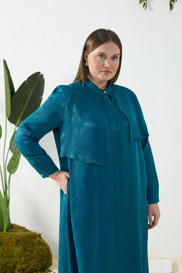 Zümrüt Asimetrik Rüzgarlı Ferace - 3