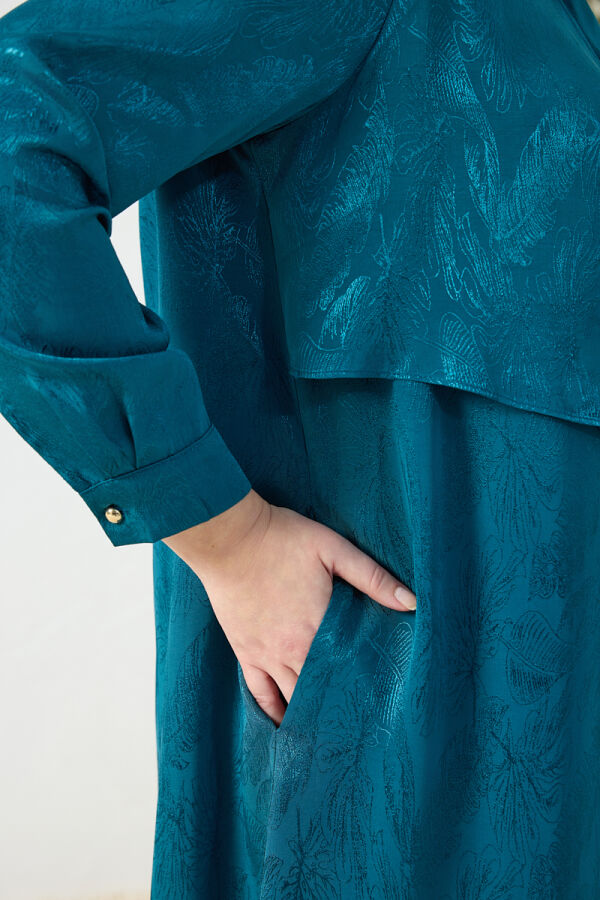 Zümrüt Asimetrik Rüzgarlı Ferace - 5