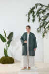Zümrüt Dökümlü Keten Kimono - 1