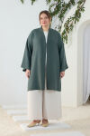 Zümrüt Dökümlü Keten Kimono - 3
