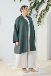 Zümrüt Dökümlü Keten Kimono - 5